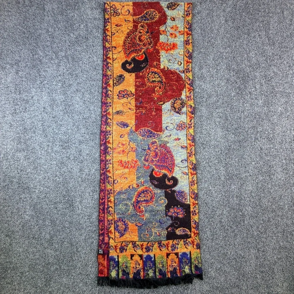 Shawl Neck Scarf‎ Womens Multicolor Paisley Pashmina Cashmere Fringe Hem Boho